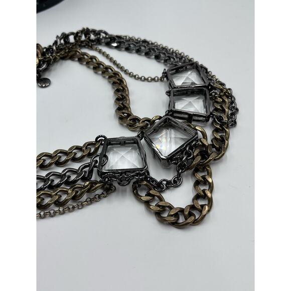 J. Crew Mixed Metal Multistrand Large Clear Light Gray Rhinestone Necklace - Picture 11 of 13